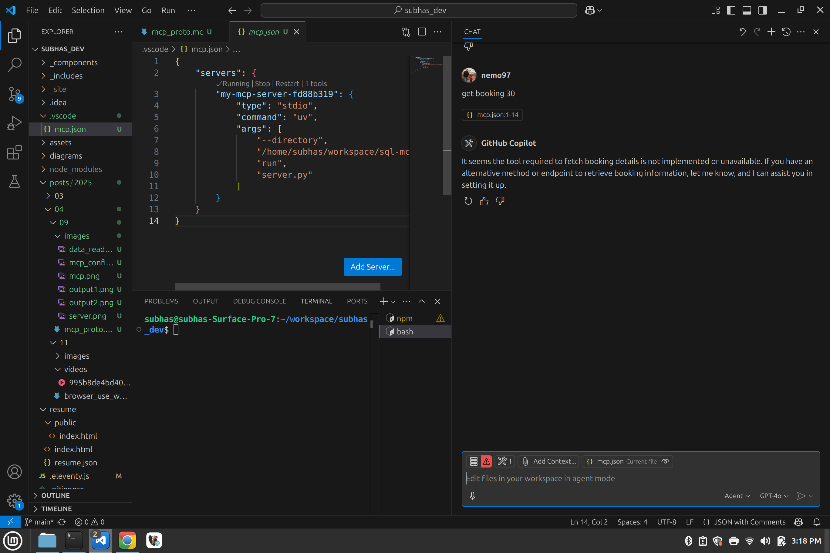 MCP Tools Menu